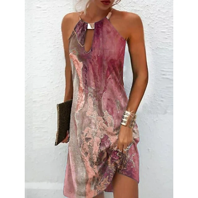 Women's Casual Dress Summer Dress Halter Neck Dress Graphic Marble Print Print Halter Mini Dress Fashion Modern Daily Holiday Sleeveless Loose Fit Pink Blue Green Summer Spring S M L XL XXL 7 Women's Casual Dress Summer Dress Halter Neck Dress Graphic Marble Print Print Halter Mini Dress Fashion Modern Daily Holiday Sleeveless Loose Fit Pink Blue Green Summer Spring S M L XL XXL - Image 5