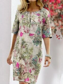 Women's Casual Dress Midi Dress Red Navy Blue Beige Half Sleeve Floral Patchwork Summer Spring Crew Neck Casual Linen S M L XL XXL 3XL 4XL 6 Women's Casual Dress Midi Dress Red Navy Blue Beige Half Sleeve Floral Patchwork Summer Spring Crew Neck Casual Linen S M L XL XXL 3XL 4XL -BONIU Clothing Shop ezaxkq1616413889779