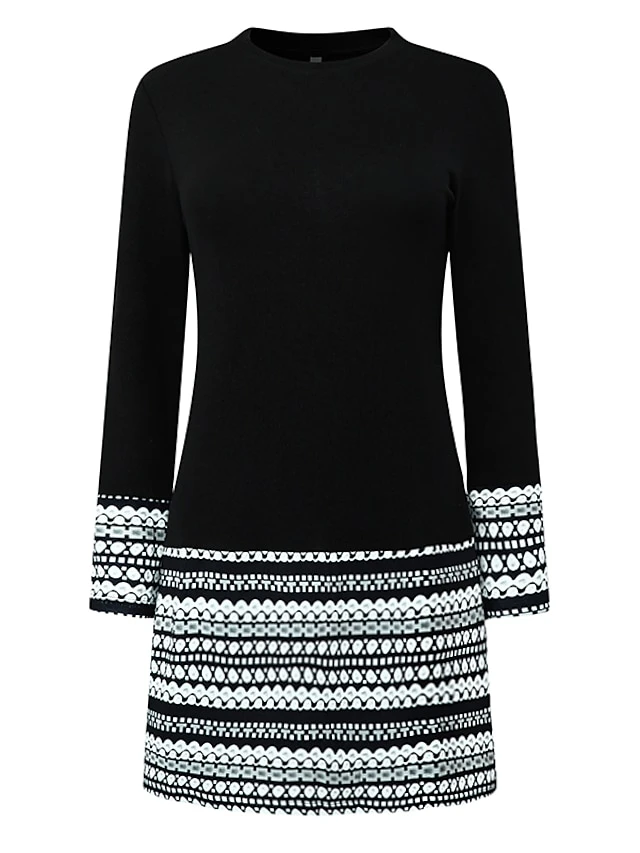 Women‘s Casual Dress Shift Dress Short Mini Dress White Black Gray Wine Long Sleeve Polka Dot Color Block Geometric Print Fall Winter Crew Neck Casual Modern 2023 S M L XL XXL 3XL 7 Women‘s Casual Dress Shift Dress Short Mini Dress White Black Gray Wine Long Sleeve Polka Dot Color Block Geometric Print Fall Winter Crew Neck Casual Modern 2023 S M L XL XXL 3XL - Image 5