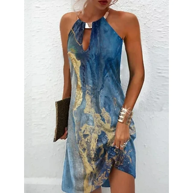 Women's Casual Dress Summer Dress Halter Neck Dress Graphic Marble Print Print Halter Mini Dress Fashion Modern Daily Holiday Sleeveless Loose Fit Pink Blue Green Summer Spring S M L XL XXL 3 Women's Casual Dress Summer Dress Halter Neck Dress Graphic Marble Print Print Halter Mini Dress Fashion Modern Daily Holiday Sleeveless Loose Fit Pink Blue Green Summer Spring S M L XL XXL