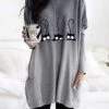 Women's T Shirt Dress Tee Dress Knee Length Dress Pink Blue Purple Long Sleeve Cat Patchwork Spring Fall Crew Neck Casual Winter Dress Fall Dress Loose Fit 2023 S M L XL XXL 3XL 4XL 5XL