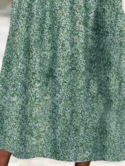 Women's Casual Dress A Line Dress Floral Dress Floral Button Pocket Crew Neck Midi Dress Fashion Streetwear Outdoor Daily 3/4 Length Sleeve Regular Fit Green Summer Spring S M L XL XXL -BONIU Clothing Shop lvekqh1681178921382