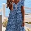 Women's Casual Dress Shift Dress Print Dress Floral Print V Neck Mini Dress Active Fashion Outdoor Daily Short Sleeve Regular Fit Blue Spring Summer S M L XL XXL -BONIU Clothing Shop lxoomy1675411368785