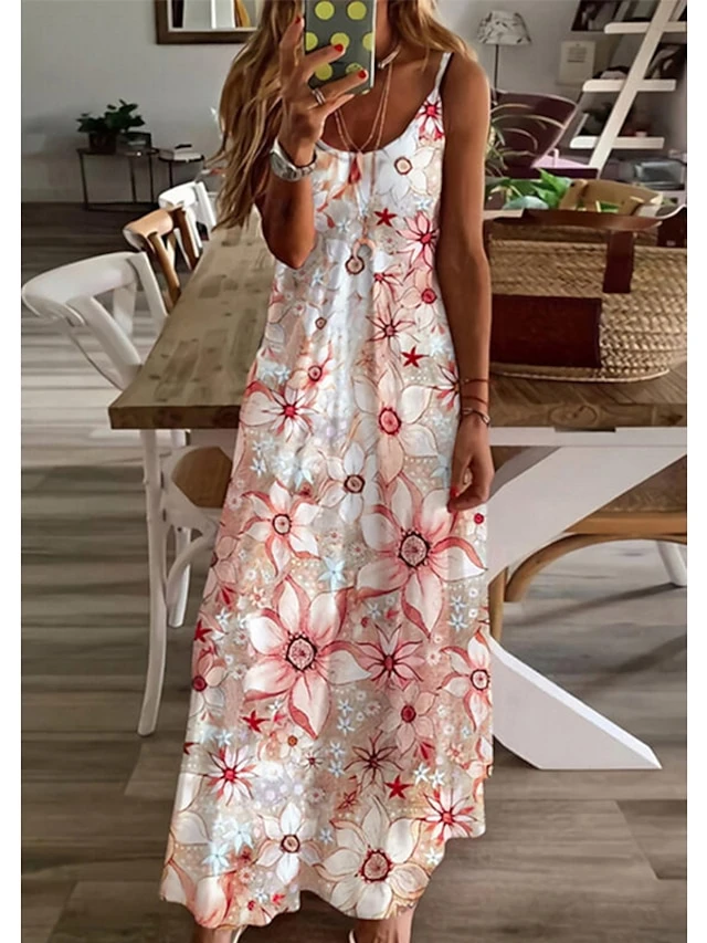 Women's Casual Dress Swing Dress Long Dress Maxi Dress Purple Pink Yellow Sleeveless Floral Print Spring Summer V Neck S M L XL XXL 5 Women's Casual Dress Swing Dress Long Dress Maxi Dress Purple Pink Yellow Sleeveless Floral Print Spring Summer V Neck S M L XL XXL - Image 3