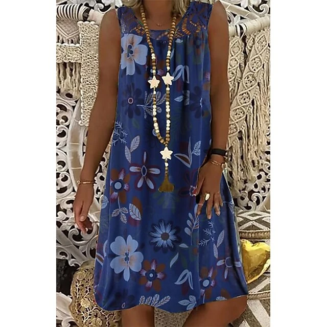 Women‘s Shift Dress Knee Length Dress White Black Army Green Fuchsia Navy Blue Sleeveless Floral Print Spring Summer Round Neck Hot Casual Boho Loose 2023 M L XL XXL 3XL 4XL 5XL 12 Women‘s Shift Dress Knee Length Dress White Black Army Green Fuchsia Navy Blue Sleeveless Floral Print Spring Summer Round Neck Hot Casual Boho Loose 2023 M L XL XXL 3XL 4XL 5XL - Image 10