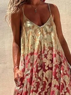 Women's Long Dress Maxi Dress Casual Dress Swing Dress Summer Dress Floral Fashion Modern Outdoor Daily Vacation Print Sleeveless Strap Dress Regular Fit Wine Summer Spring S M L XL XXL -BONIU Clothing Shop ppxfsv1683886410063