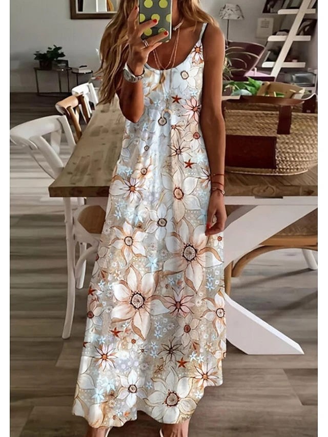 Women's Casual Dress Swing Dress Long Dress Maxi Dress Purple Pink Yellow Sleeveless Floral Print Spring Summer V Neck S M L XL XXL 4 Women's Casual Dress Swing Dress Long Dress Maxi Dress Purple Pink Yellow Sleeveless Floral Print Spring Summer V Neck S M L XL XXL - Image 2