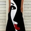 Women's Casual Dress Midi Dress Black Sleeveless Print Print Summer Spring Crew Neck Modern 2023 S M L XL XXL 3XL -BONIU Clothing Shop tpanho1652435484219