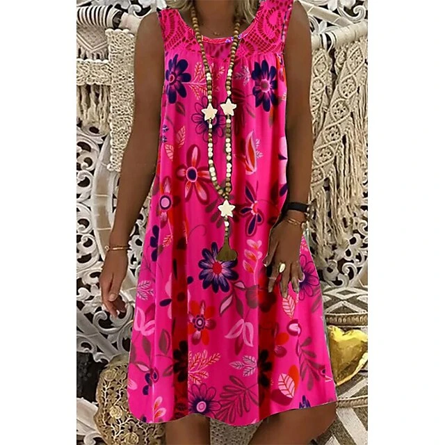 Women‘s Shift Dress Knee Length Dress White Black Army Green Fuchsia Navy Blue Sleeveless Floral Print Spring Summer Round Neck Hot Casual Boho Loose 2023 M L XL XXL 3XL 4XL 5XL 5 Women‘s Shift Dress Knee Length Dress White Black Army Green Fuchsia Navy Blue Sleeveless Floral Print Spring Summer Round Neck Hot Casual Boho Loose 2023 M L XL XXL 3XL 4XL 5XL - Image 3