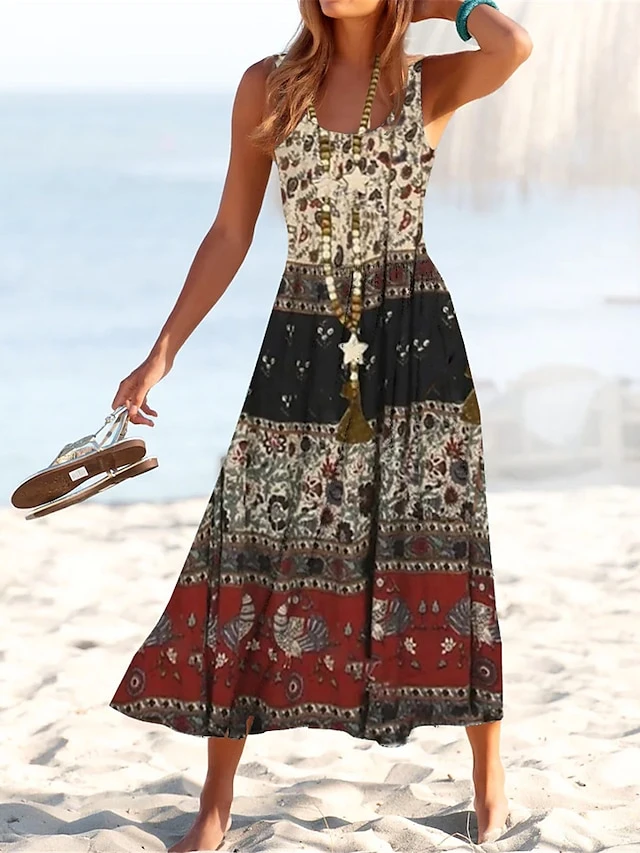 Women's Casual Dress Swing Dress A Line Dress Floral Ditsy Floral Print U Neck Midi Dress Active Fashion Outdoor Daily Sleeveless Regular Fit Wine Navy Blue Royal Blue Summer Spring S M L XL XXL 3 Women's Casual Dress Swing Dress A Line Dress Floral Ditsy Floral Print U Neck Midi Dress Active Fashion Outdoor Daily Sleeveless Regular Fit Wine Navy Blue Royal Blue Summer Spring S M L XL XXL