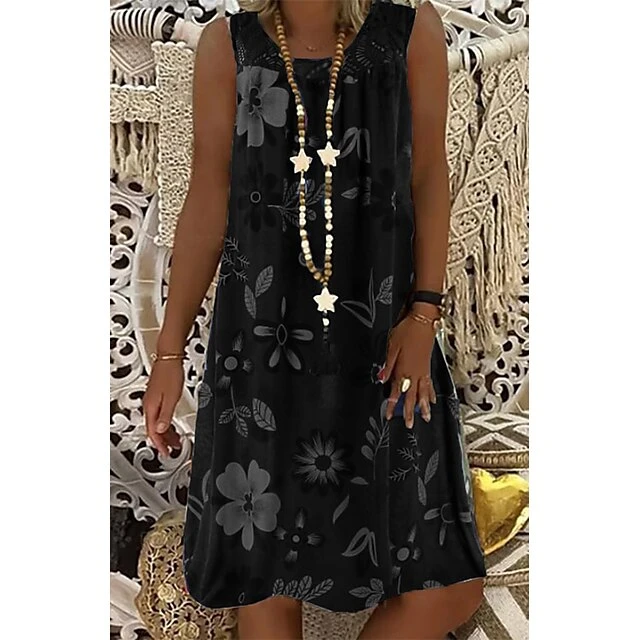 Women‘s Shift Dress Knee Length Dress White Black Army Green Fuchsia Navy Blue Sleeveless Floral Print Spring Summer Round Neck Hot Casual Boho Loose 2023 M L XL XXL 3XL 4XL 5XL 11 Women‘s Shift Dress Knee Length Dress White Black Army Green Fuchsia Navy Blue Sleeveless Floral Print Spring Summer Round Neck Hot Casual Boho Loose 2023 M L XL XXL 3XL 4XL 5XL - Image 9